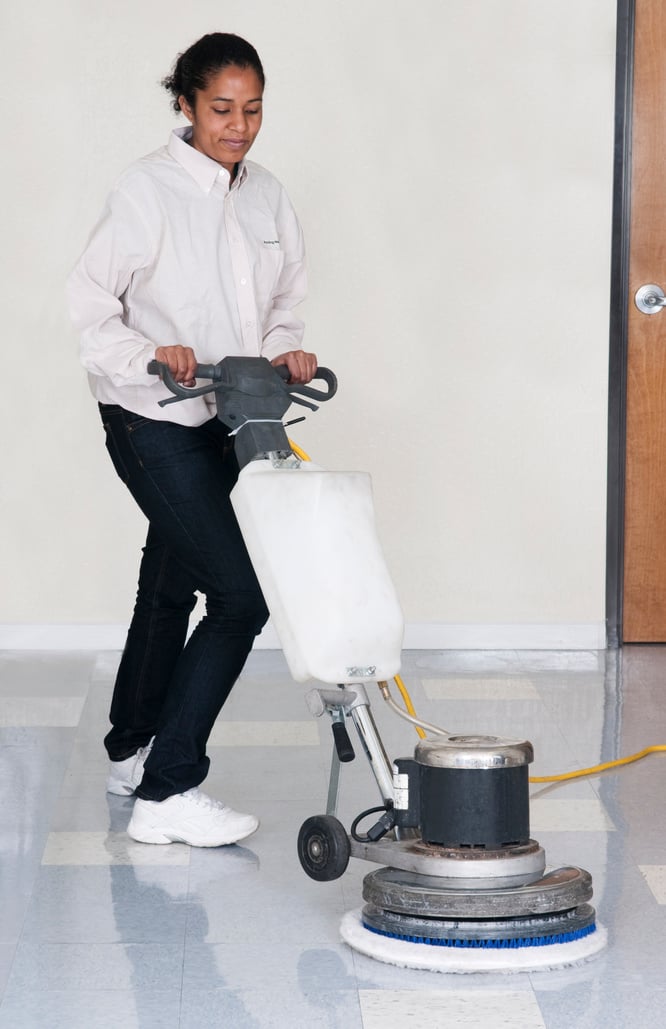 Janitorial Services - Woman Polishing Office Floor